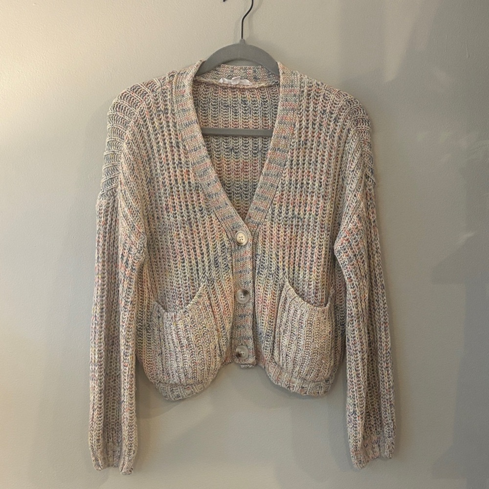 BB Dakota Cream and Pink Knit Cardigan